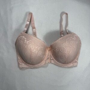 Rene Rofe 38DD Blush Floral Lace Demi Bra Convertible Underwire New Without Tags